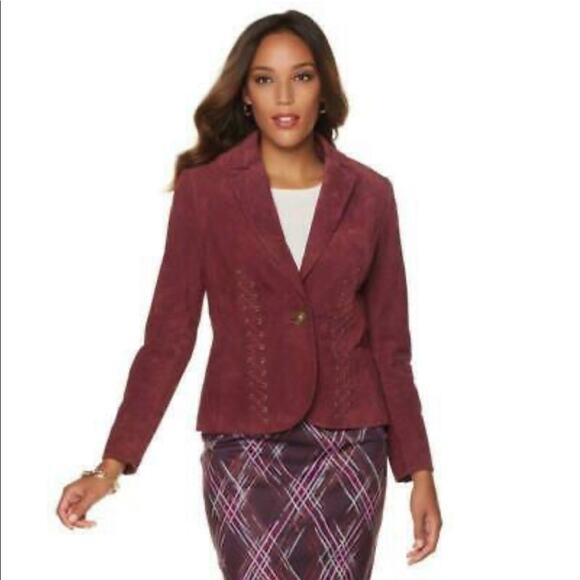 Hal Rubenstein Christy leather suede blazer 4 - Picture 1 of 6